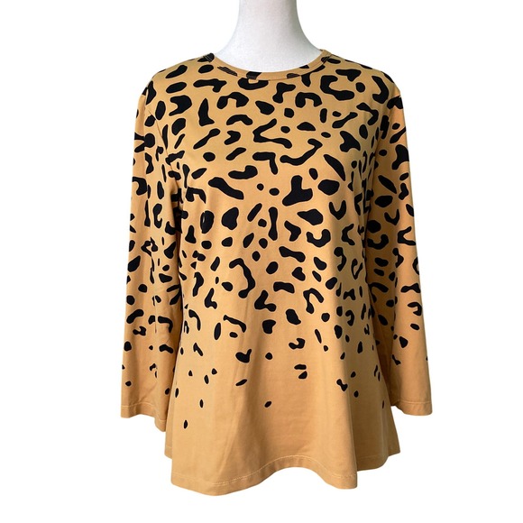 J. McLaughlin Tops - J. McLaughlin Cheetah Print Blouse Catalina Cloth 3/4 Sleeve Caramel (Size L)